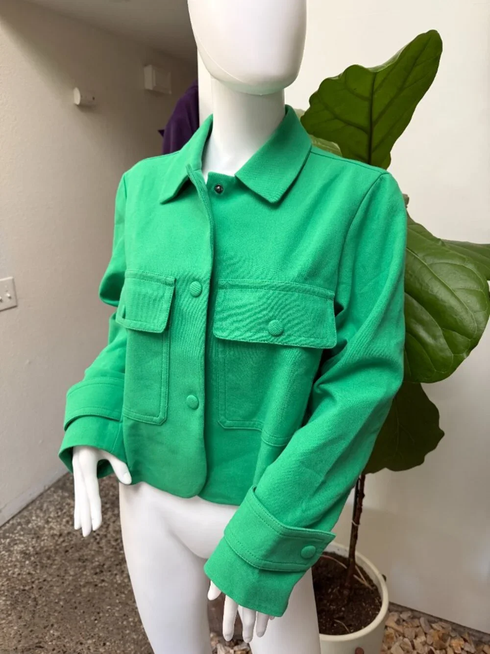 NWT Express Vibrant Green Cropped Utility Jacket - L